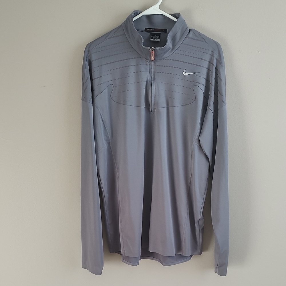 NIKE Dri-FIT TW Tiger Woods Quarter Zip Gray Golf Pullover Men's Size Medium